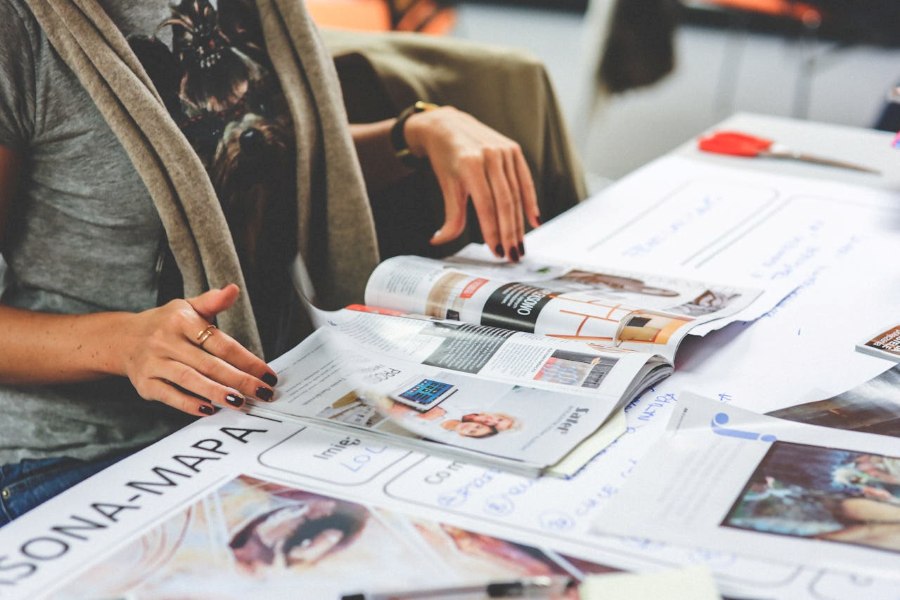 Person looking at magazines